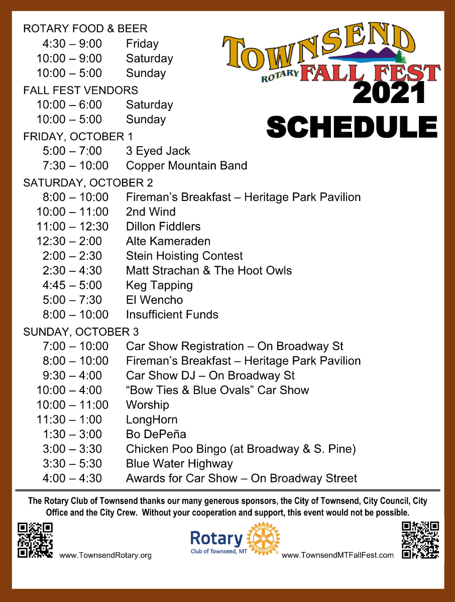 Townsend Fall Fest Schedule 2021